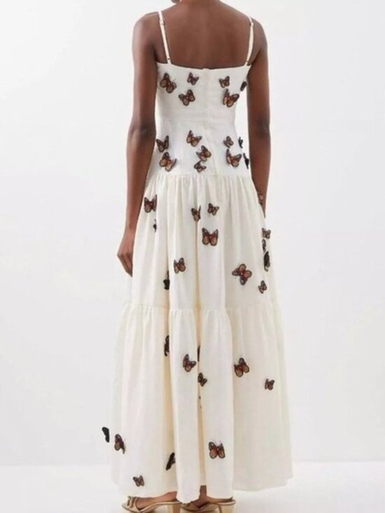 Agua by Agua Bendita Dresses & Skirts - Agua By Agua Bendita Embroidered Butterfly Linen Maxi Dress